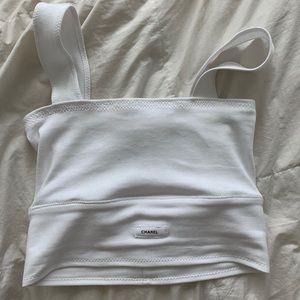 Reworked White Chanel crop top